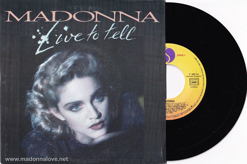 1986 Live to tell - Cat.Nr. 92 8717-7 - France (Different artwork cover + SACEM on record label)