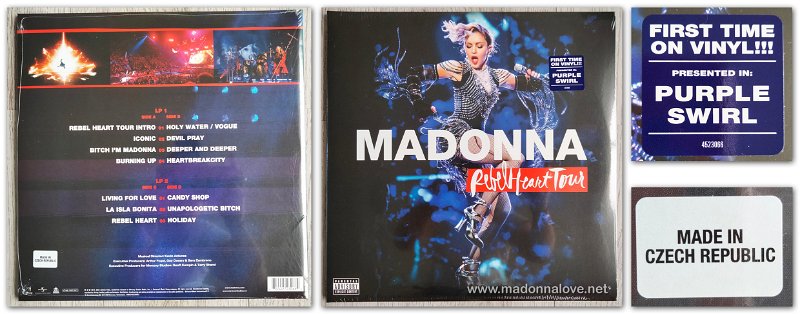 2022 Rebel Heart Tour - Cat. Nr. 0060 2445230662 - Europe (Limited Edition Purple Galaxy Swirl 2 LP - Made in Czech Republic sticker for Europe)