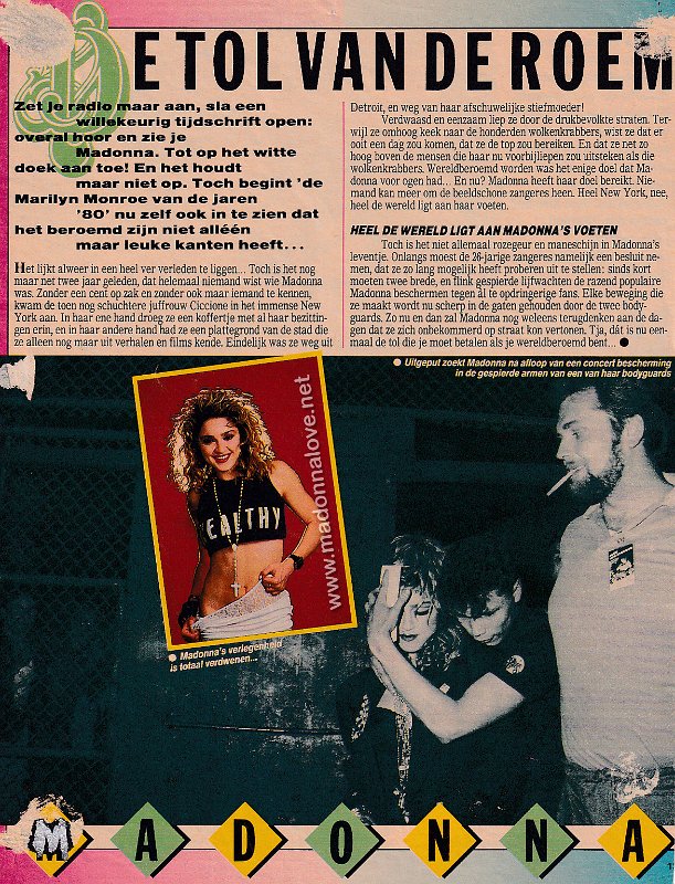 1985 - Unknown month - Unknown magazine - Holland - De tol van de roem