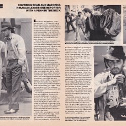 1986 - Unknown month - Unknown magazine - USA - Covering Sean and Madonna in macao