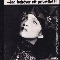 1987 - Unknown month - OKEJ - Sweden - Trott pa skandaler och skvaller Madonna - Jag behover ett privatliv!!!