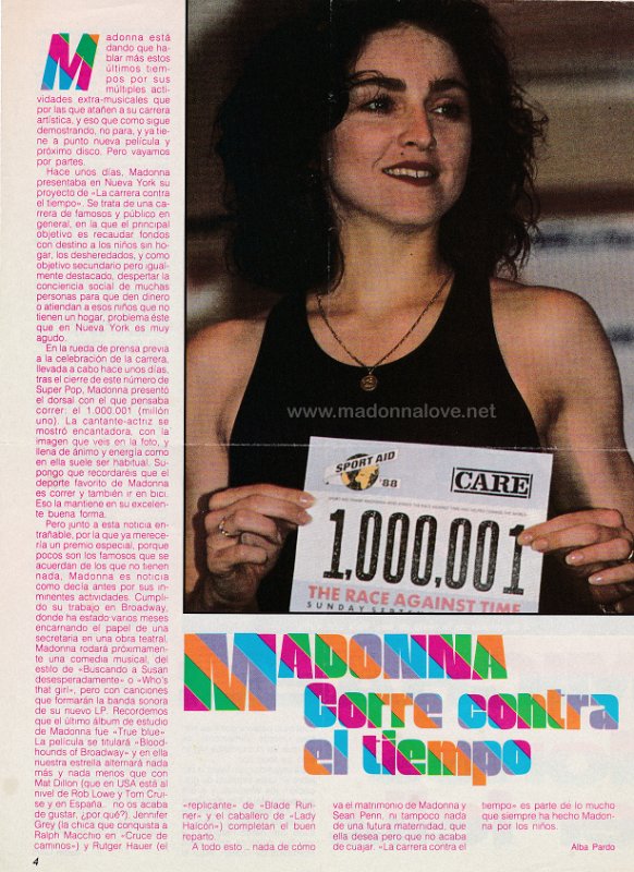 1988 - Unknown month - Unknown magazine - Spain - Madonna corre contra el tiempo