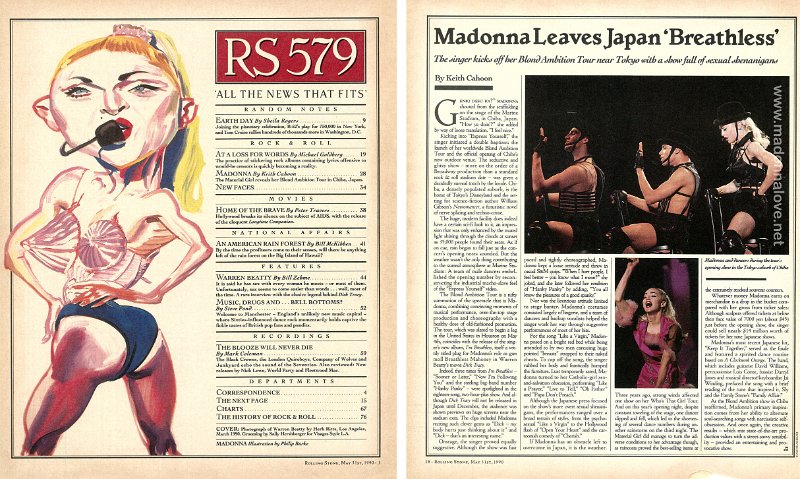 1990 - May - Rolling Stone - USA - Madonna leaves Japan breathless