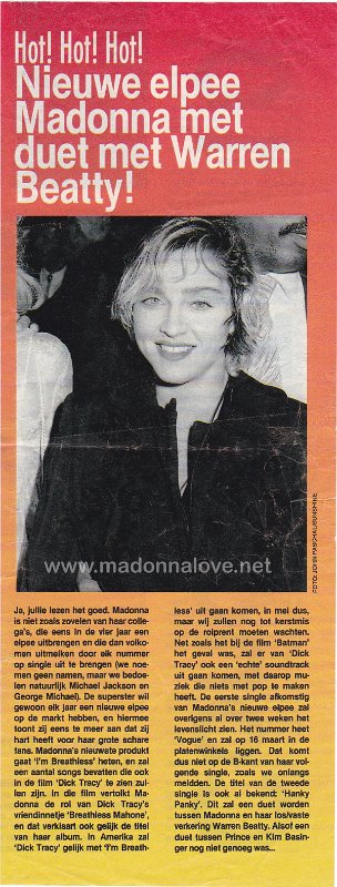 1990 - Unknown month - Unknown magazine - Holland - Nieuwe elpee Madonna