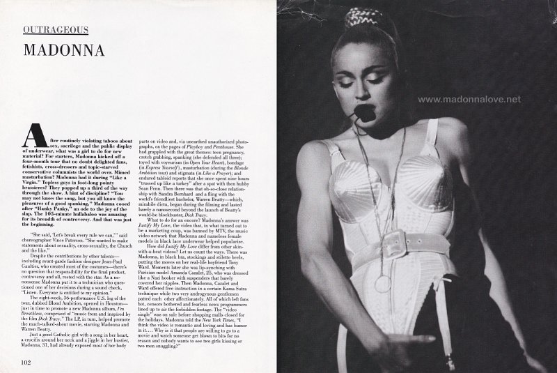 1990 - Unknown month - Unknown magazine - USA - Outrageous Madonna