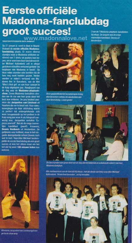 1991 - January - Hitkrant - Holland - Eerste officiele Madonna-fanclubdag groot succes!