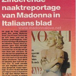 1991 - Unknown month - Hitkrant - Holland - Zinderende naaktreportage van Madonna