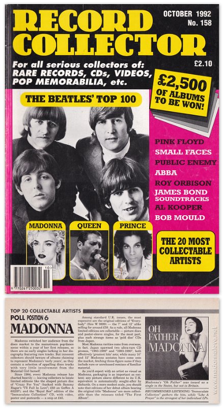 1992 - October - Record Collector - UK - Poll position 6 Madonna