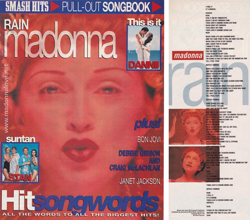 1993 - July - Smash Hits - UK - Smash Hits pull-out songbook - Rain Madonna