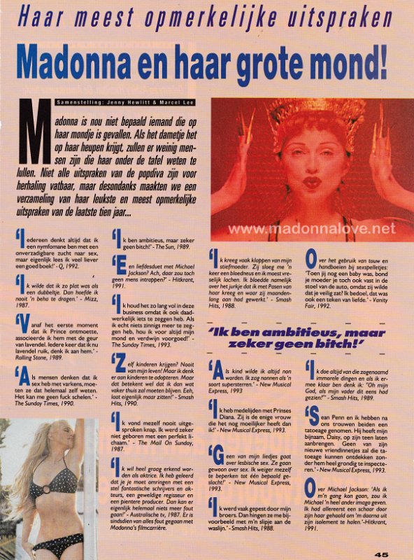 1993 - Unknown month - Hitkrant - Holland - Madonna en haar grote mond!