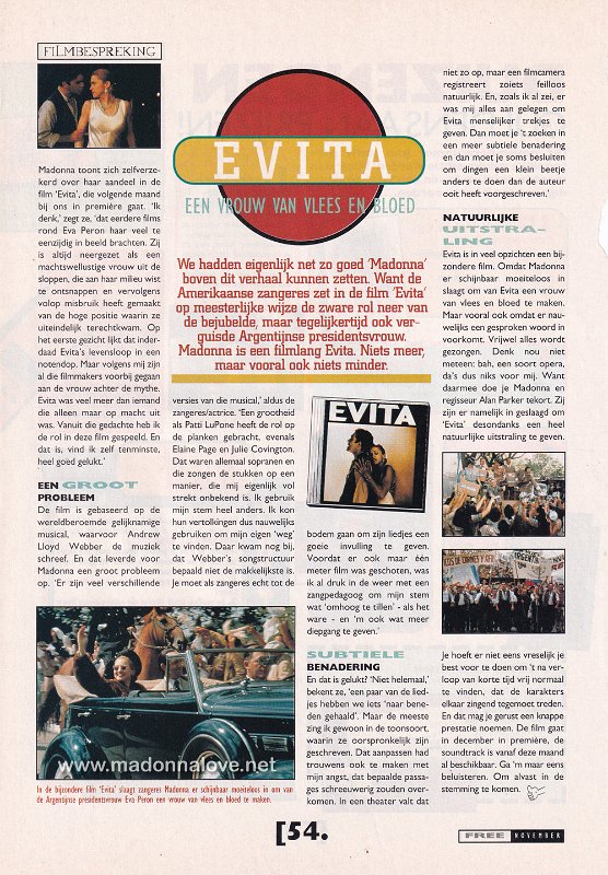 1996 - November - Free - Holland - Evita een vrouw van vlees en bloed