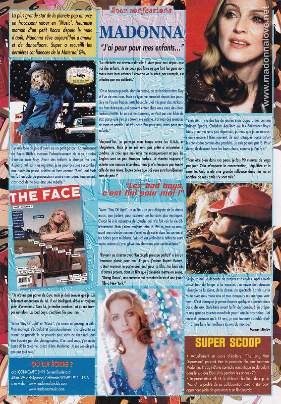 2000 - Unknown month - Unknown magazine - France - Madonna - J'ai paur pour mes enfants