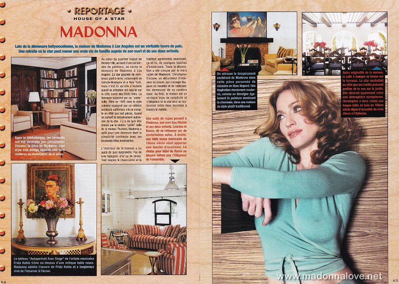 2000 - Unknown month - Unknown magazine - France - Reportage house of a star Madonna