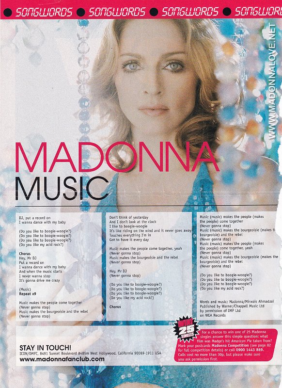 2000 - Unknown month - Unknown magazine - UK - Songwords - Madonna Music