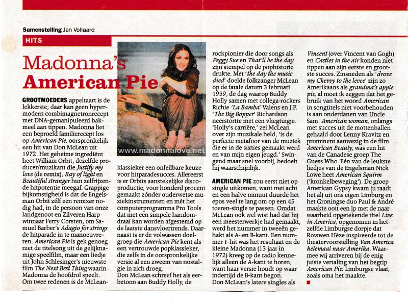 2000 - Unknown month - Vara gids - Holland - Madonna's american pie