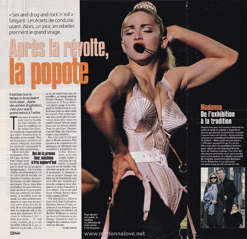 2000 - Unknown month - Voici - France - Apres la revolte, la popote - Madonna De l'exhibition a la tradition