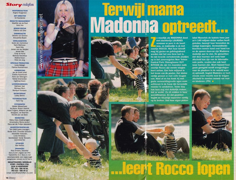 2001 - August - Story - Holland - Terwijl mama Madonna optreedt, leert Rocco lopen