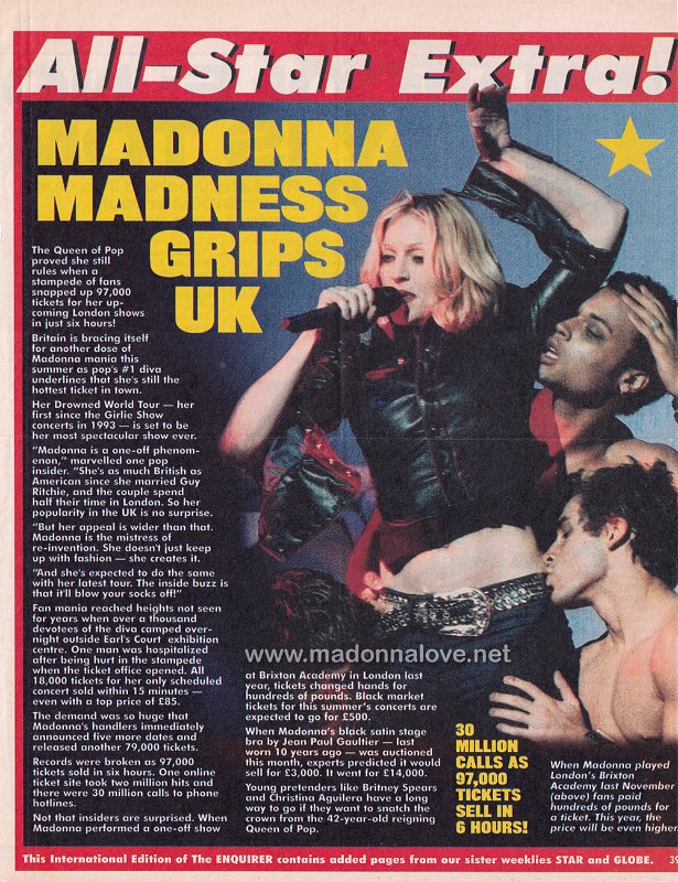 2001 - Unknown month - Enquirer - UK - Madonna madness grips UK