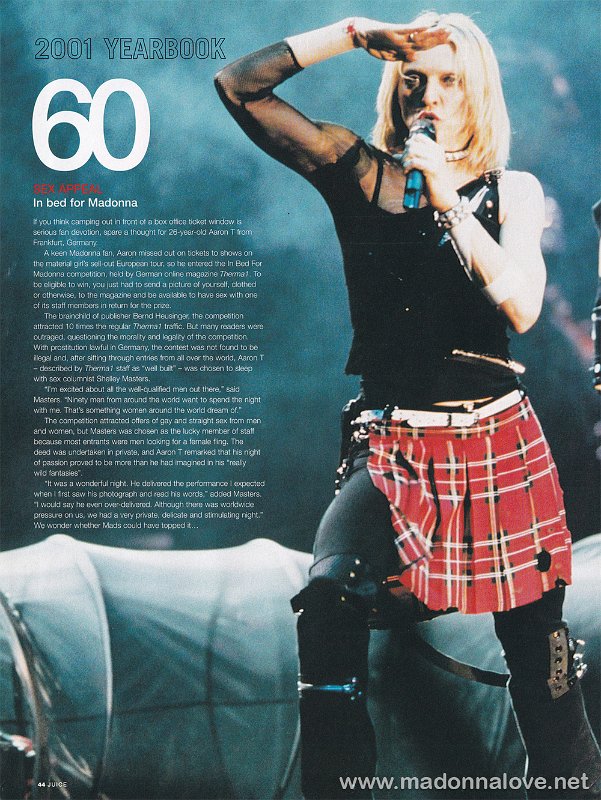 2001 - Unknown month - Juice - USA - Sex appeal - In bed for Madonna