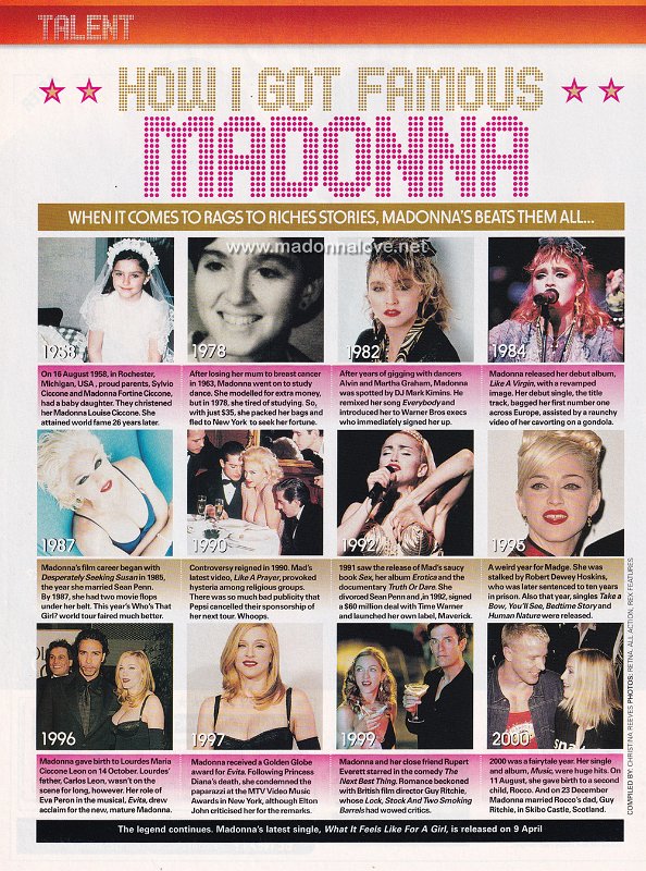 2001 - Unknown month - Unknown magazine - USA - How I got famous Madonna