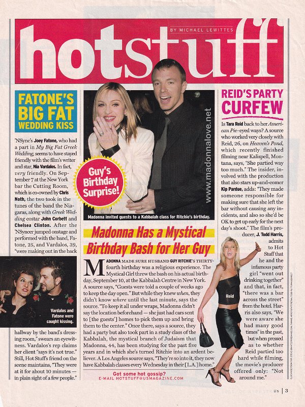 2002 - September - US weekly - USA - Madonna has a mystical birthday bash for her guy