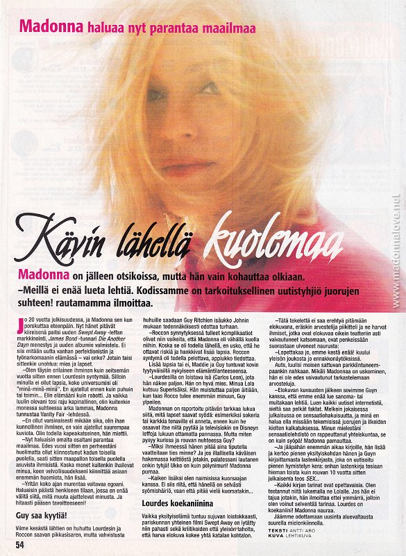 2002 - Unknown month - Unknown magazine - Finland - Kavin lahella kuolemaa