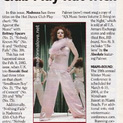 2003 - December - Billboard - USA - Madonna scores club play hat trick