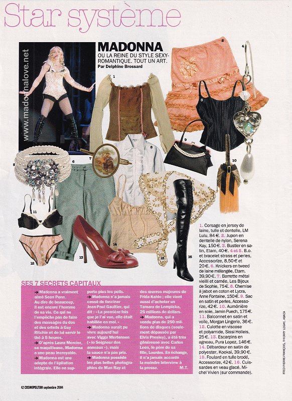 2004 - September - Cosmospolitan - France - Star systeme Madonna