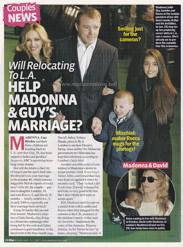 2007 - February - Star - USA - Will relocating to L.A. help Madonna & Guys marriage