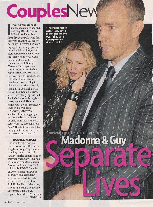 2008 - July - Star - USA - Madonna & Guy seperate lifes