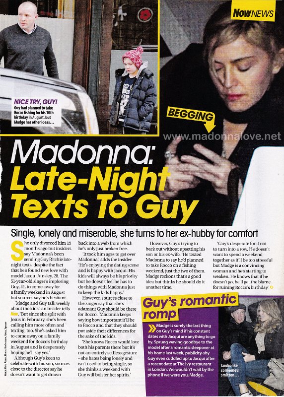 2010 - Unknown month - Now - UK - Madonna- Late-night texts to Guy