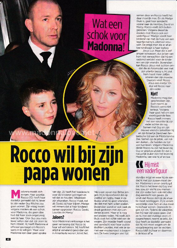 2010 - Unknown month - Unknown magazine - Belgium - Rocco wil bij zijn papa wonen
