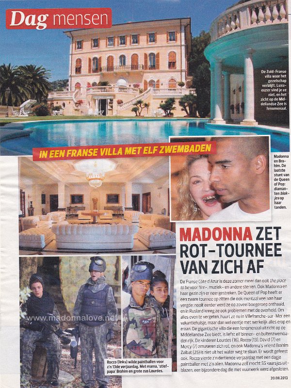 2013 - August - Unknown magazine - Belgium - Madonna zet rot-tournee van zich af