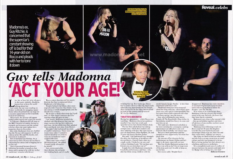 2015 - April - Reveal - UK - Guy tells Madonna act your age!