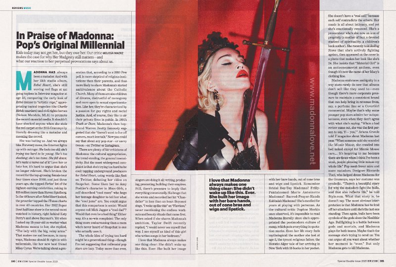 2015 - August - Entertainment weekly - USA - In praise of Madonna Pops original millennial