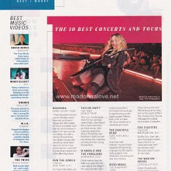 2015 - December - Entertainment weekly - USA - The 10 best concerts and tours