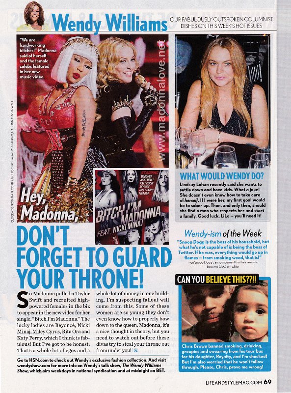 2015 - July - Life & Style - USA - Hey Madonna don't forget to guard your throne!