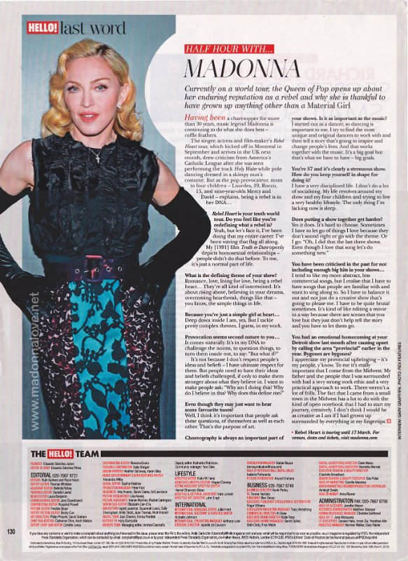 2015 - November - Hello - UK - Half hour with Madonna
