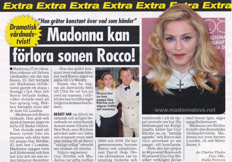 2015 - Unknown month - Se & Hor - Sweden - Madonna kan forlora sona Rocco