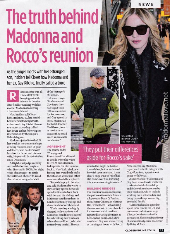 2016 - April - Closer - UK - The truth behind Madonna and Rocco's reunion