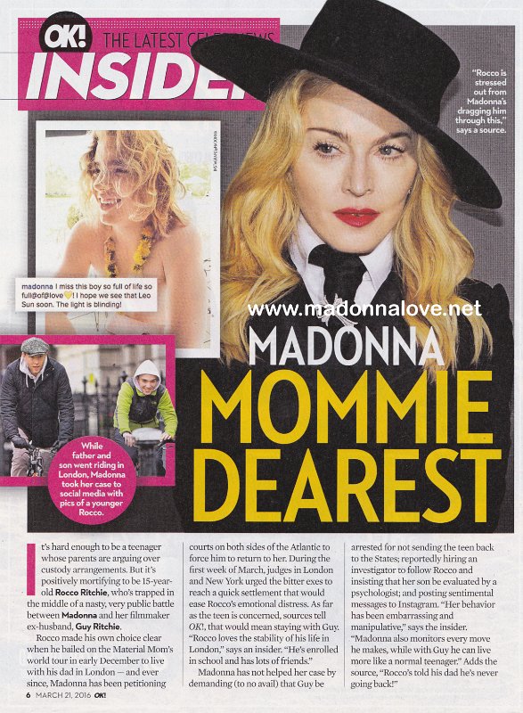 2016 - March - OK! - USA - Madonna mommie dearest