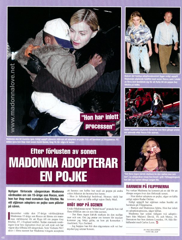 2016 - Unknown month - NU! - Sweden - Madonna adopterar en pojke