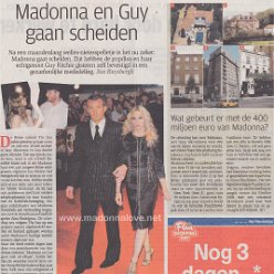 2008 - October - Het Nieuwsblad - Belgium - Madonna en Guy gaan scheiden