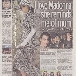 2014 - August - Daily Mirror - UK - I love Madonna she reminds me of mum