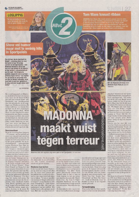 2015 - November - Het belang van Limburg - Holland - Madonna maakt vuist tegen terreur