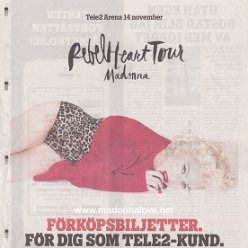2015 - March - Metro - Sweden - Tele2 Arena 14 November RebelHeart tour Madonna (tour advertisement)