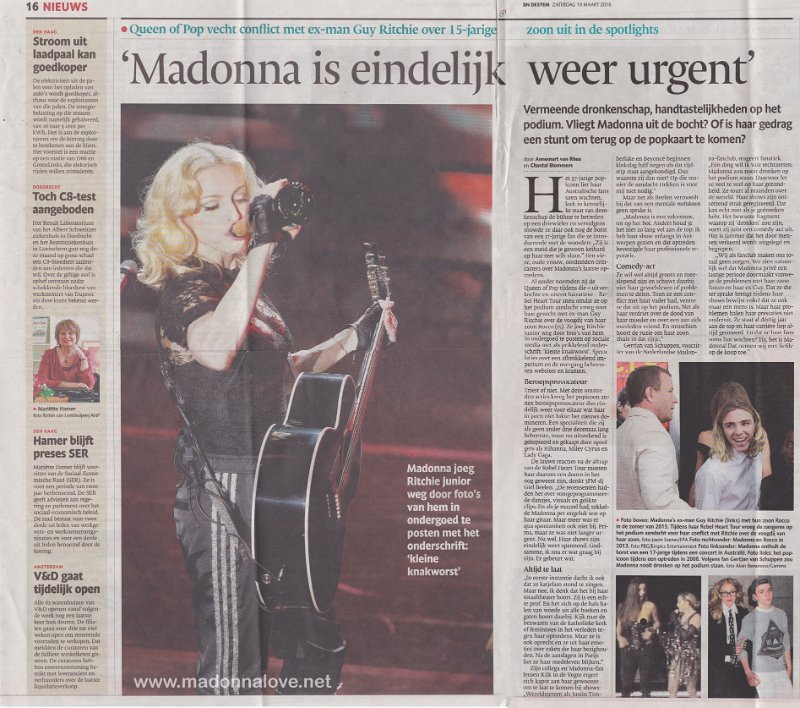 2016 - March - BN De Stem - Holland - Madonna is eindelijk weer urgent