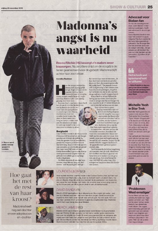 2016 - November - BN De Stem - Holand - Madonna's angst is nu waarheid