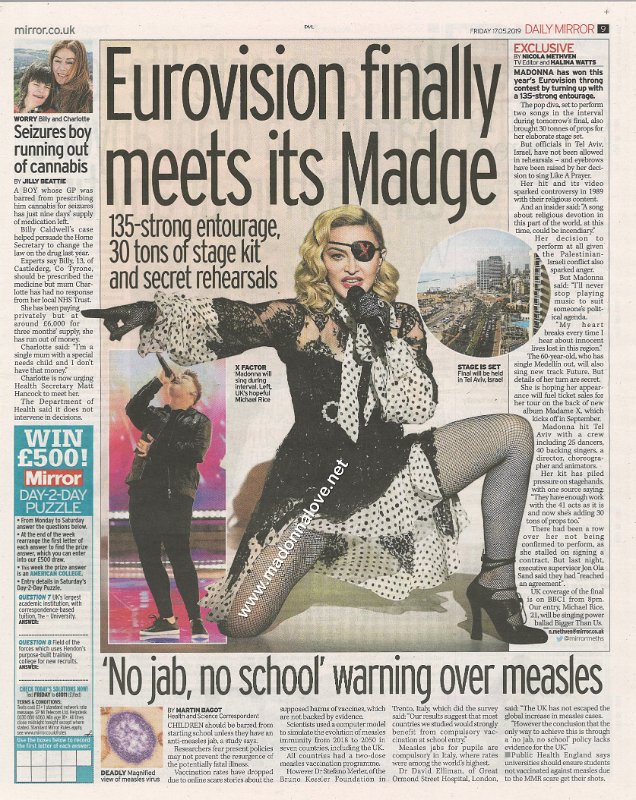 2019 - 17 May - Daily Mirror - Eurovision finally meet its Madonna - UK