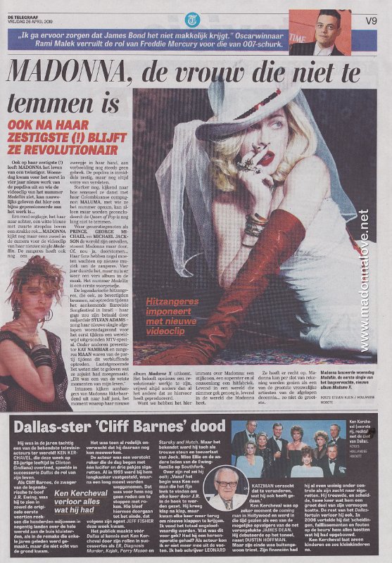 2019 - April - Telegraaf - Madonna de vrouw die niet te temmen is - Holland